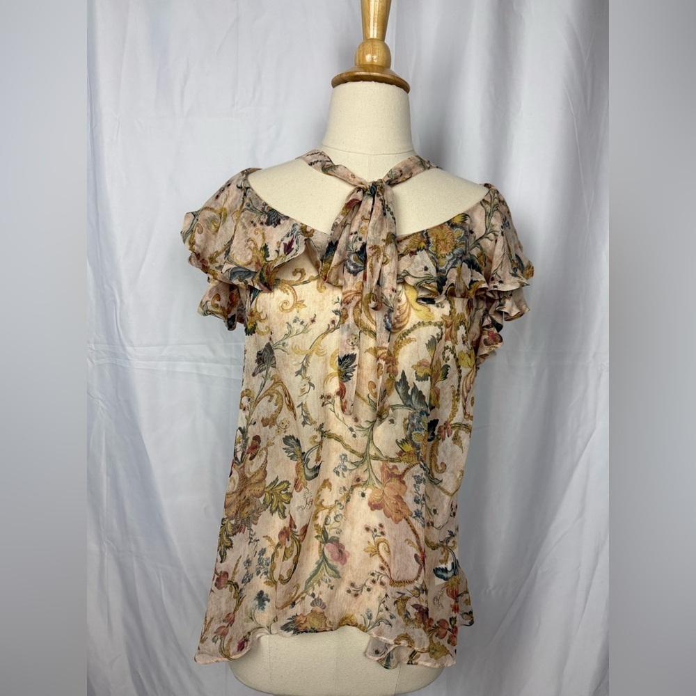NWT Zimmermann Silk Floral Blouse with Tie Neck